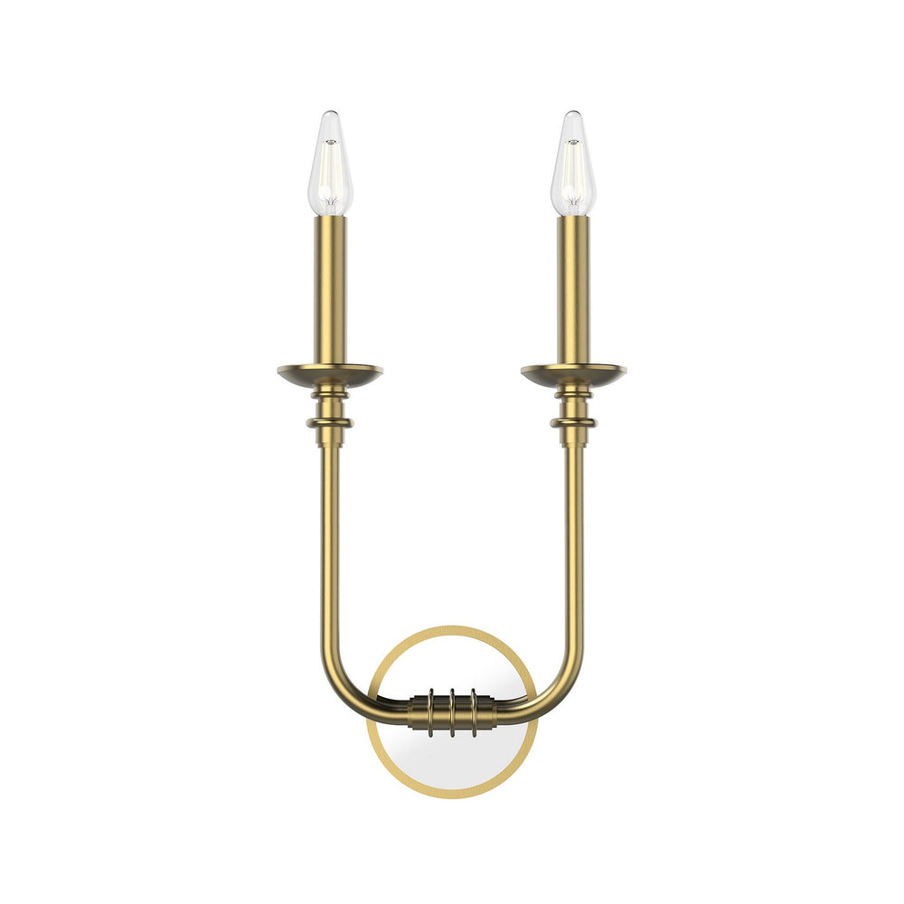 Peabody Two Light Bathroom Fixture in Vintage Brass Alora Canada