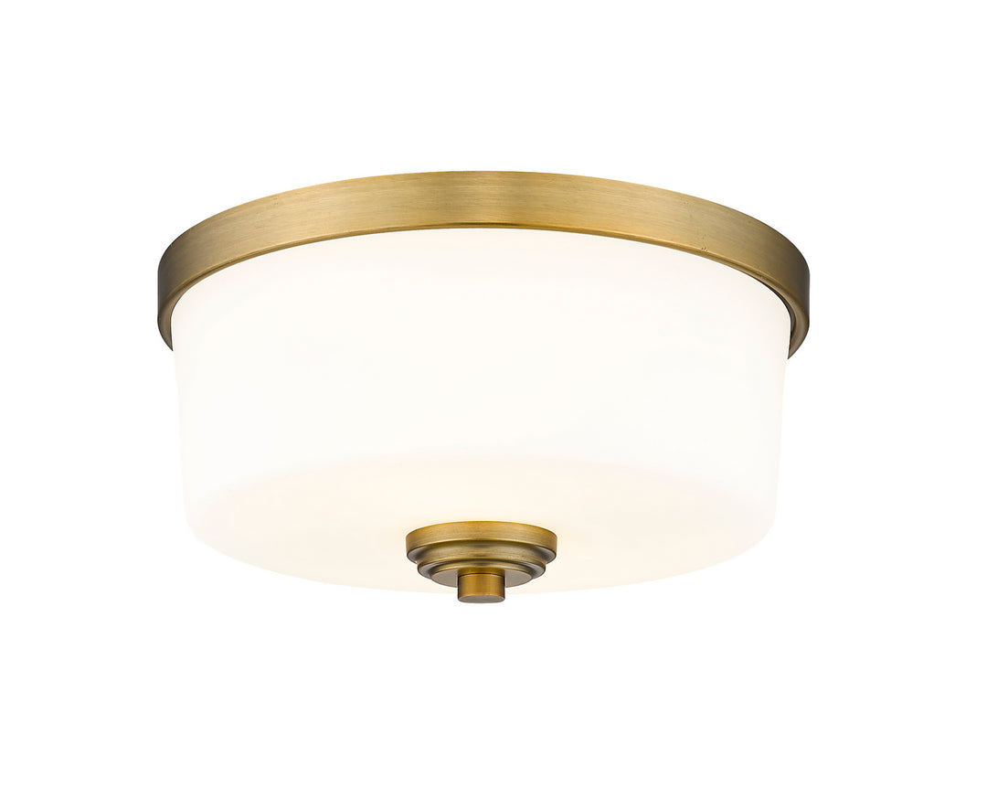Arlington Two Light Flush Mount in Heritage Brass - available from The Lighting Shoppe, trusted by Canadian homeowners