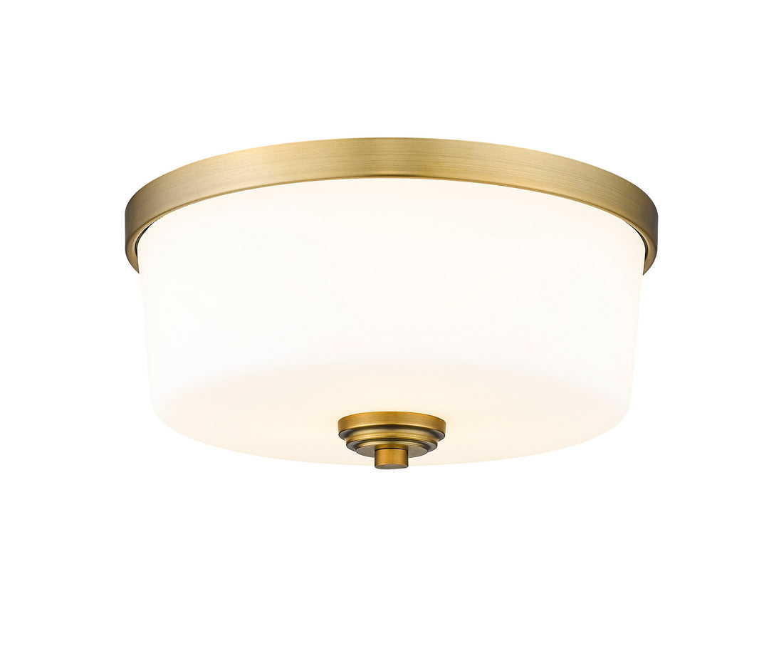 Arlington Three Light Flush Mount in Heritage Brass - available from The Lighting Shoppe, trusted by Canadian homeowners