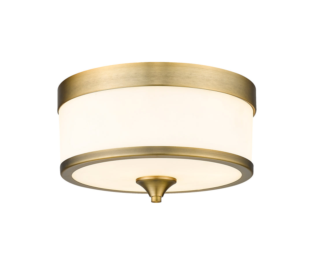 Cosmopolitan Three Light Flush Mount in Heritage Brass - available from The Lighting Shoppe, trusted by Canadian homeowners
