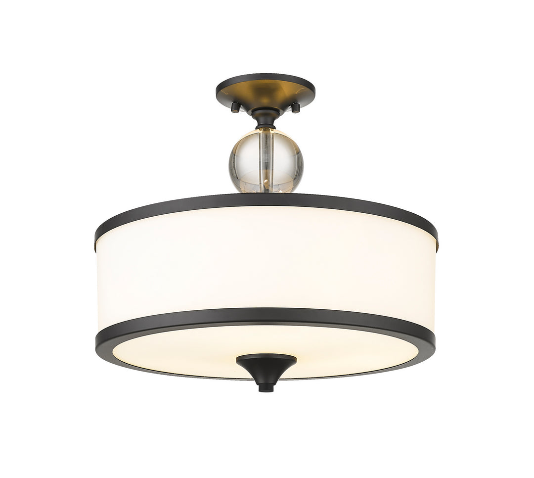 Cosmopolitan Three Light Semi Flush Mount in Matte Black - available from The Lighting Shoppe, trusted by Canadian homeowners