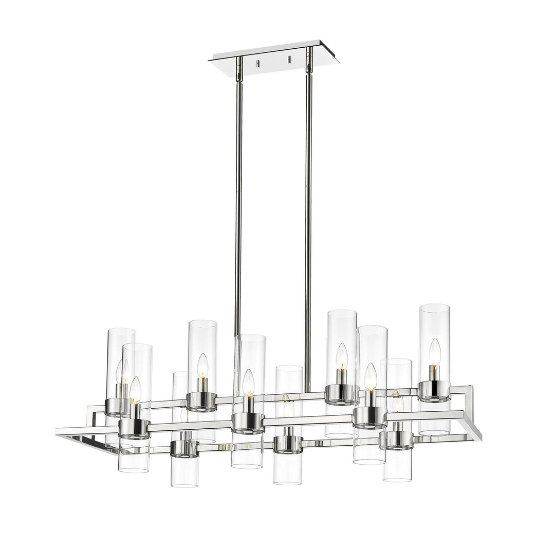 Datus Ten Light Linear Chandelier in Polished Nickel - available from The Lighting Shoppe, trusted by Canadian homeowners