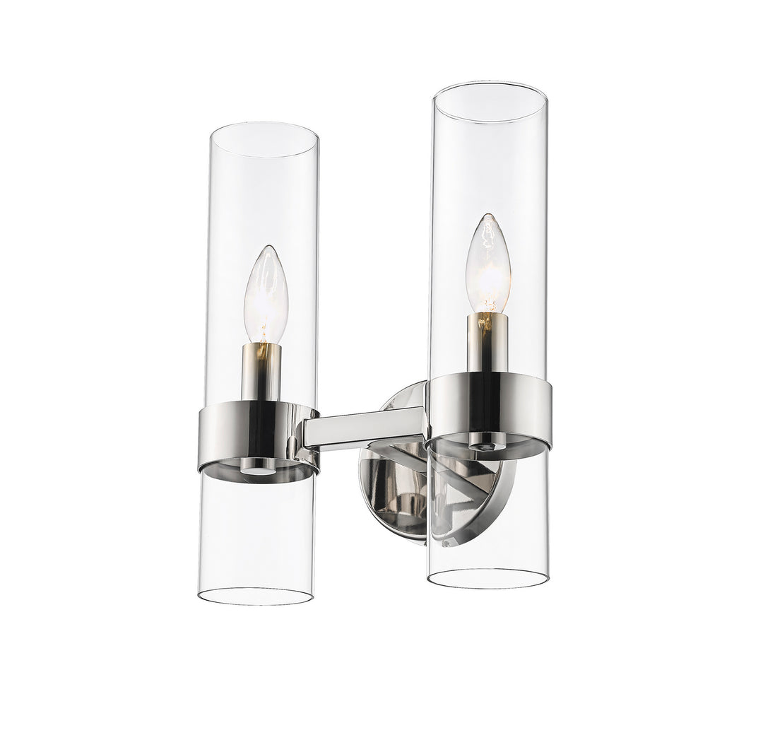 Datus Two Light Wall Sconce in Polished Nickel - available from The Lighting Shoppe, trusted by Canadian homeowners