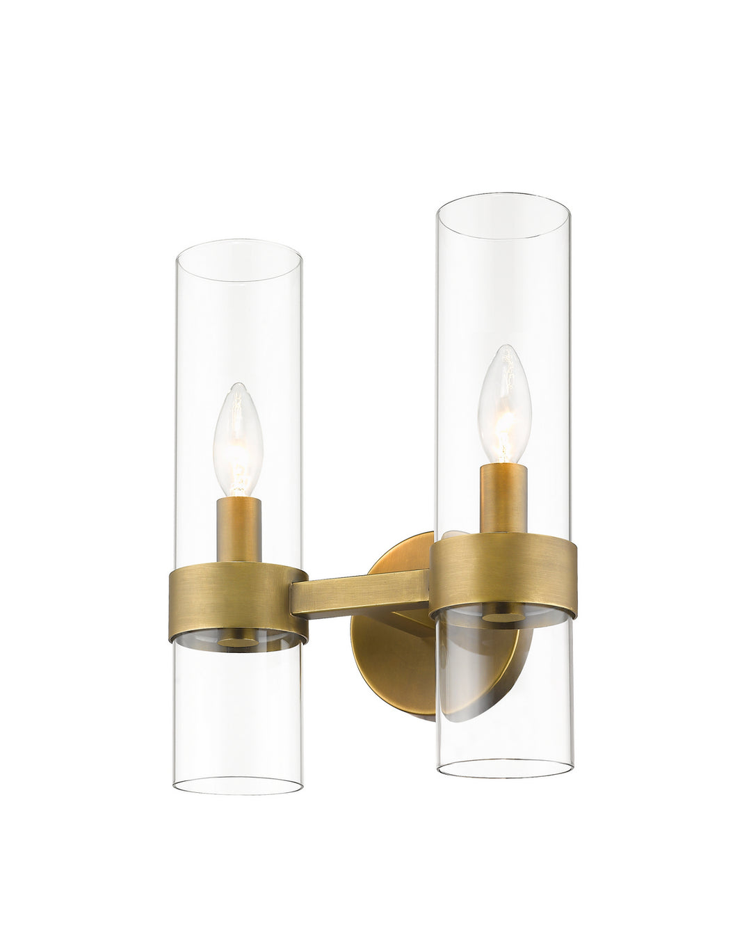 Datus Two Light Wall Sconce in Rubbed Brass - available from The Lighting Shoppe, trusted by Canadian homeowners