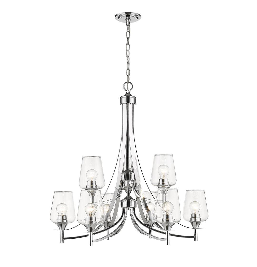 Joliet Nine Light Chandelier in Chrome - available from The Lighting Shoppe, trusted by Canadian homeowners