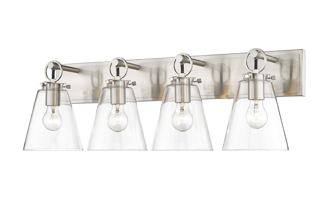 Harper Four Light Vanity in Brushed Nickel - available from The Lighting Shoppe, trusted by Canadian homeowners