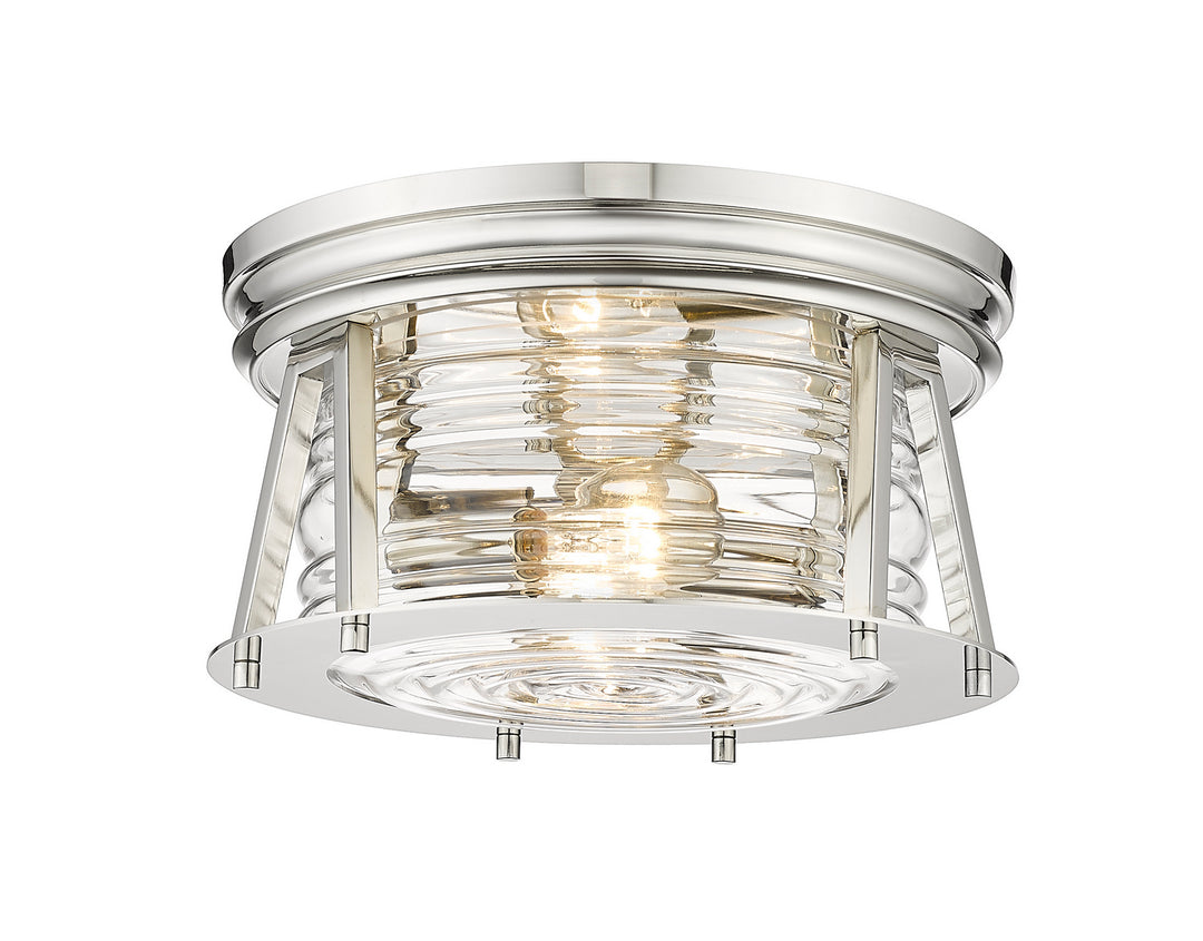 Cape Harbor Two Light Flush Mount in Polished Nickel - available from The Lighting Shoppe, trusted by Canadian homeowners