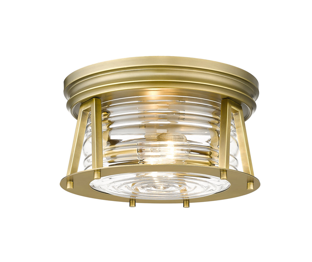 Cape Harbor Two Light Flush Mount in Rubbed Brass - available from The Lighting Shoppe, trusted by Canadian homeowners