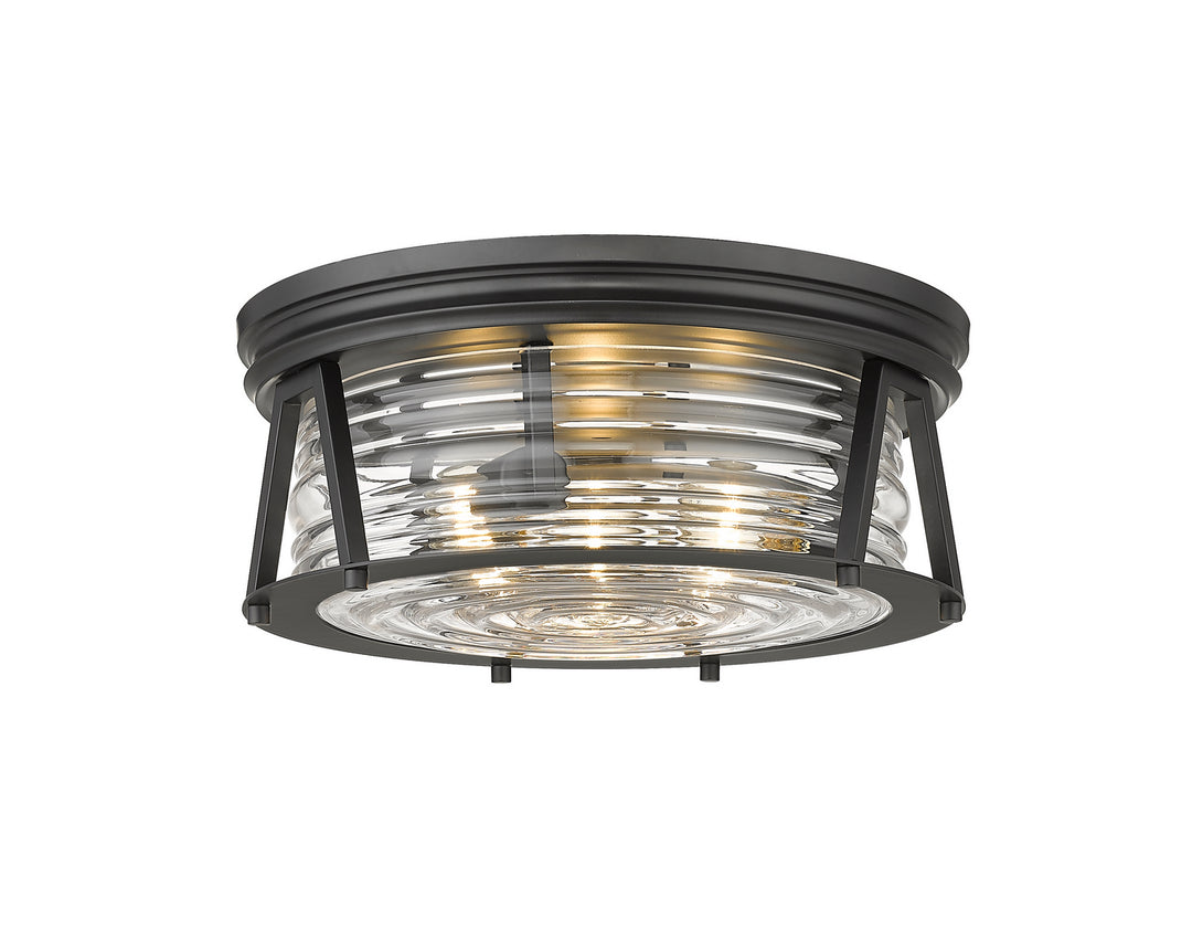 Cape Harbor Three Light Flush Mount in Matte Black - available from The Lighting Shoppe, trusted by Canadian homeowners
