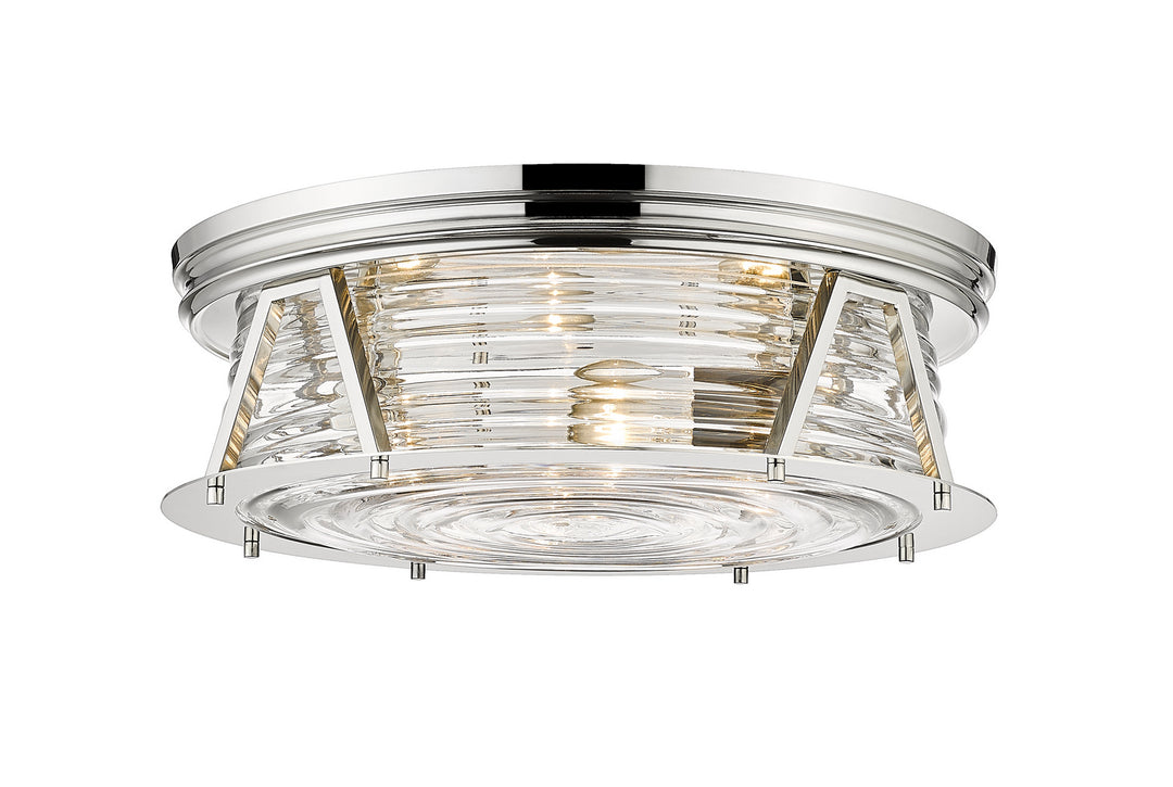 Cape Harbor Four Light Flush Mount in Polished Nickel - available from The Lighting Shoppe, trusted by Canadian homeowners