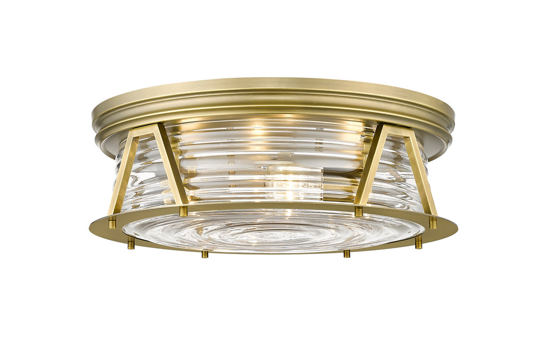Cape Harbor Four Light Flush Mount in Rubbed Brass - available from The Lighting Shoppe, trusted by Canadian homeowners
