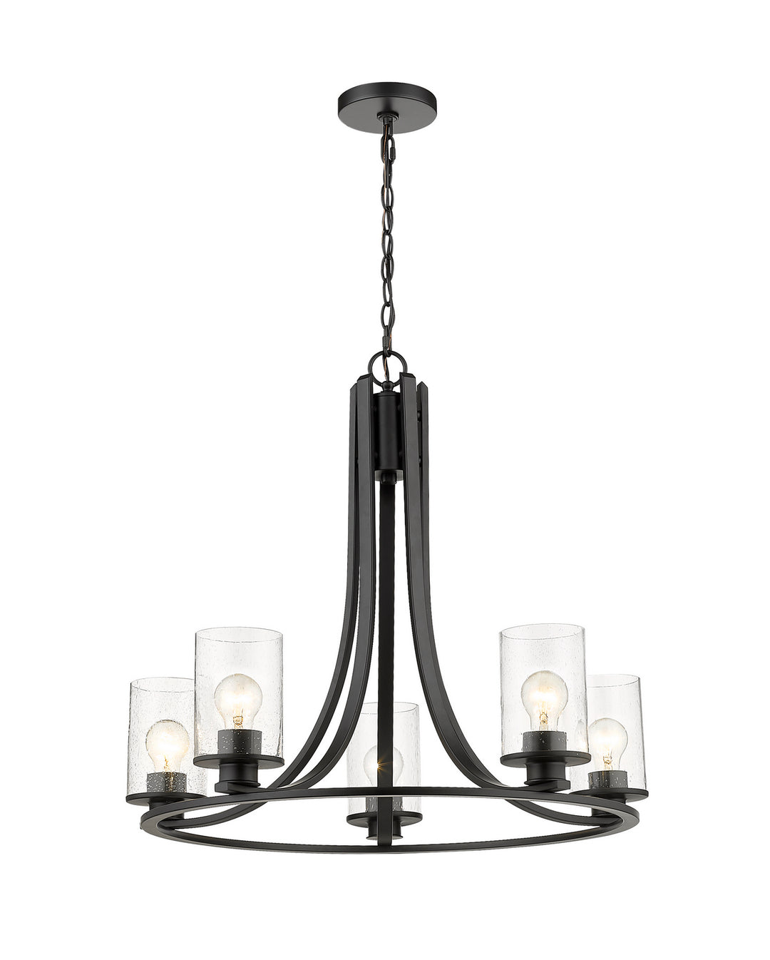 Beckett Five Light Chandelier in Matte Black - available from The Lighting Shoppe, trusted by Canadian homeowners