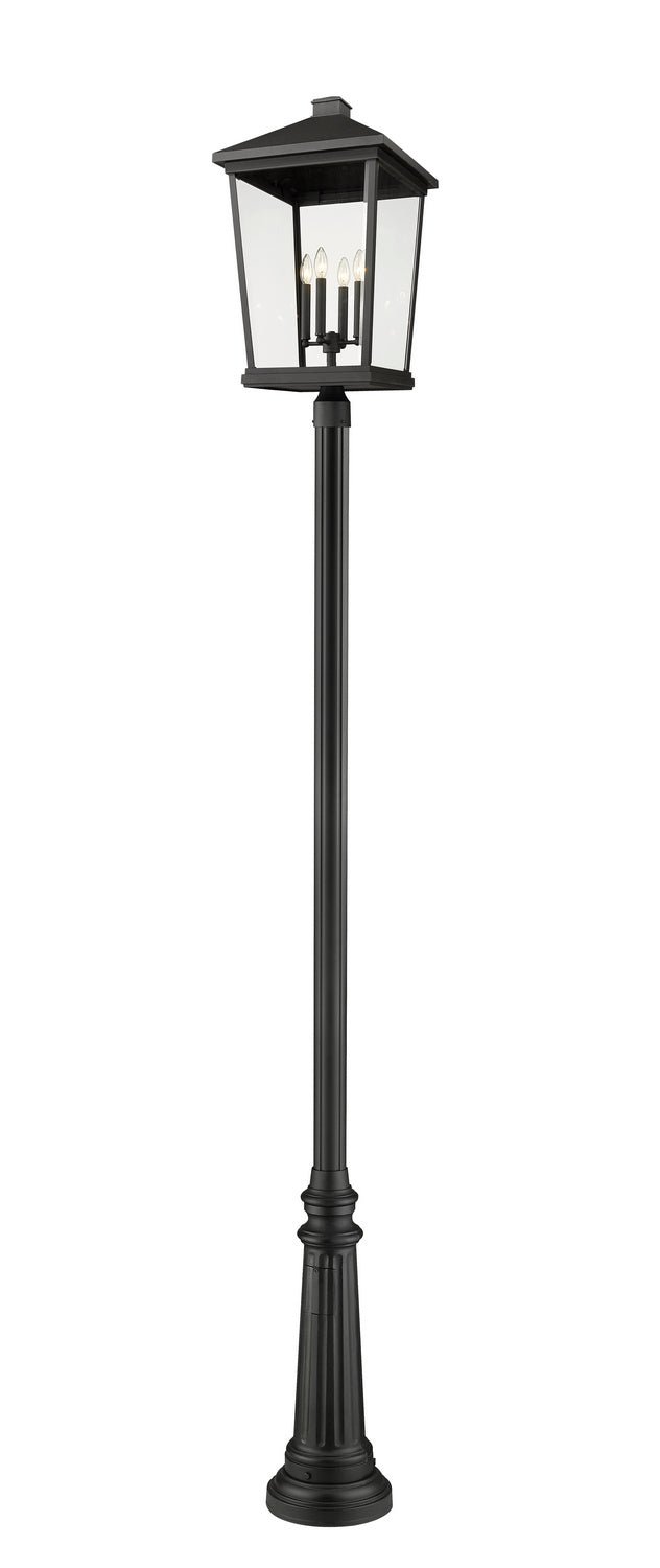 Beacon Four Light Outdoor Post Mounted Fixture in Black - available from The Lighting Shoppe, trusted by Canadian homeowners