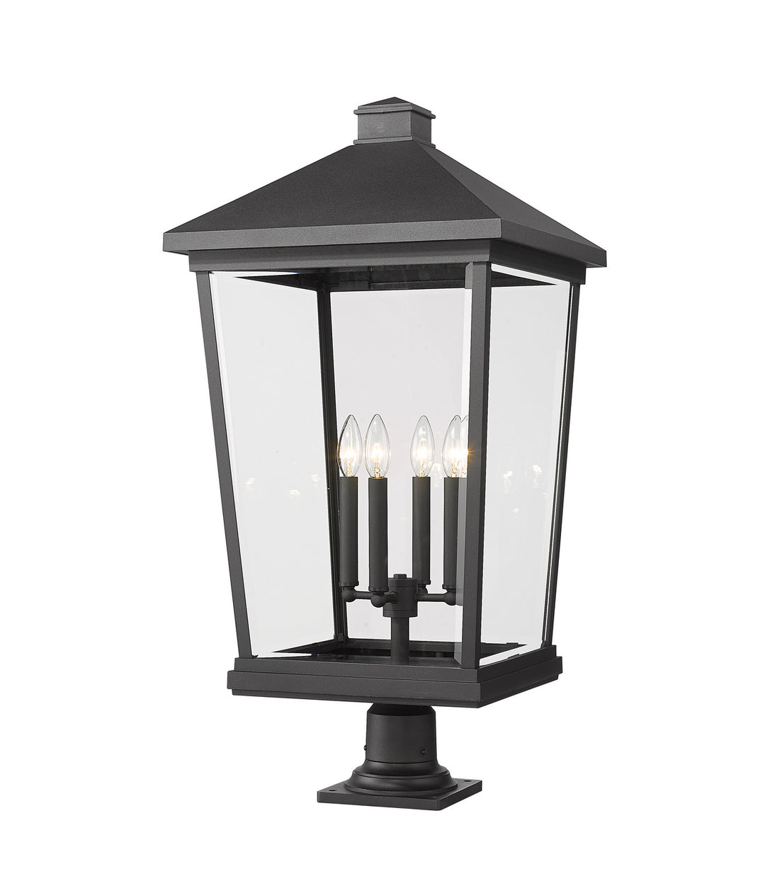 Beacon Four Light Outdoor Pier Mounted Fixture in Black - available from The Lighting Shoppe, trusted by Canadian homeowners