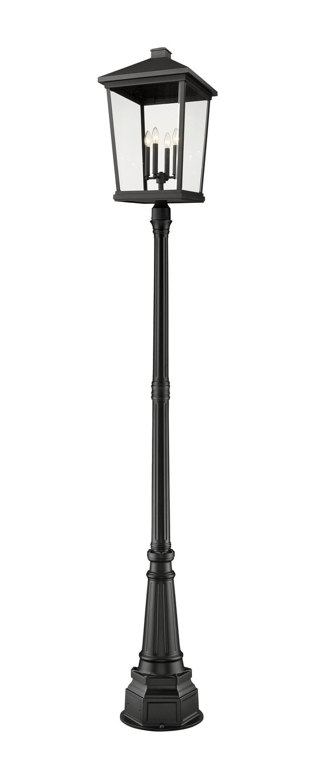 Beacon Four Light Outdoor Post Mounted Fixture in Black - available from The Lighting Shoppe, trusted by Canadian homeowners