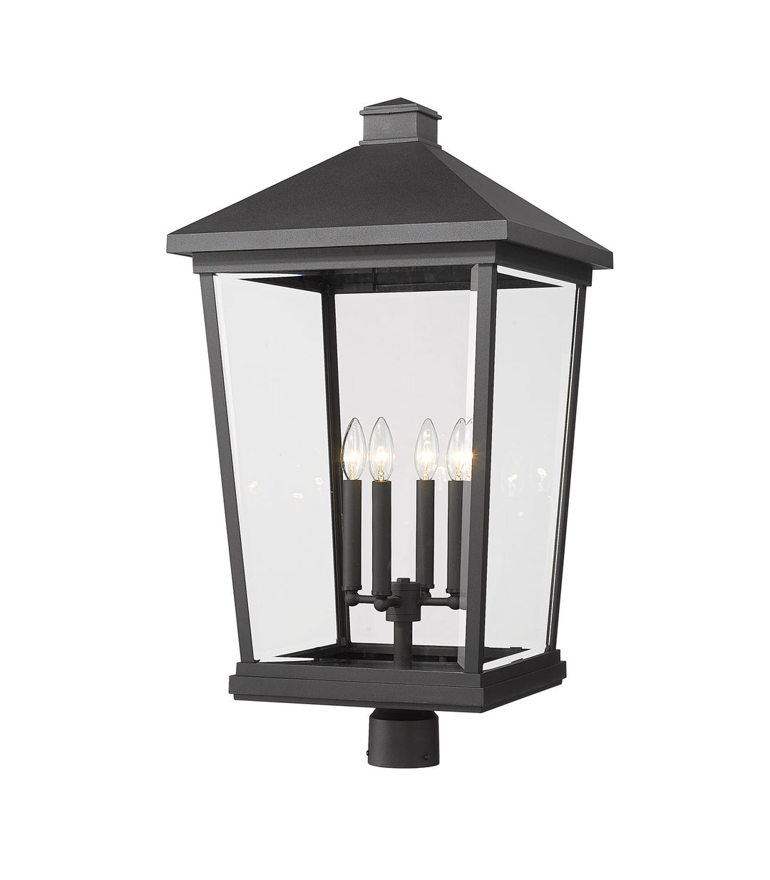 Beacon Four Light Outdoor Post Mount Fixture in Black - available from The Lighting Shoppe, trusted by Canadian homeowners