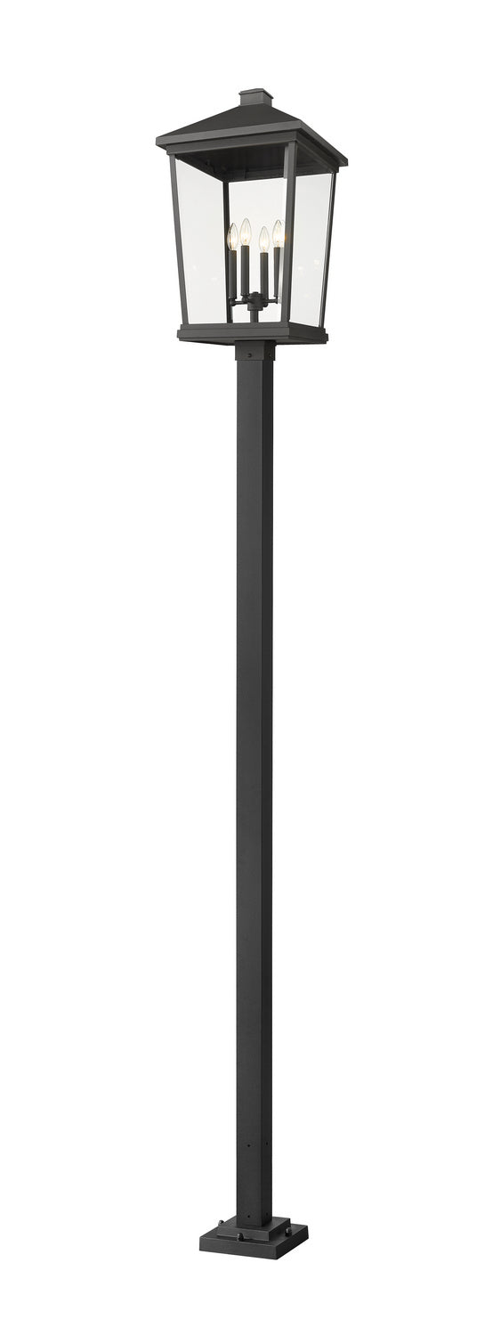Beacon Four Light Outdoor Post Mounted Fixture in Black - available from The Lighting Shoppe, trusted by Canadian homeowners