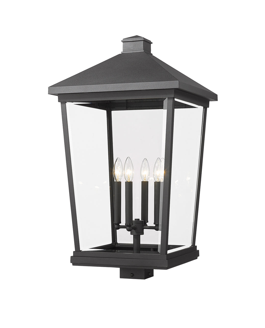 Beacon Four Light Outdoor Post Mount Fixture in Black - available from The Lighting Shoppe, trusted by Canadian homeowners