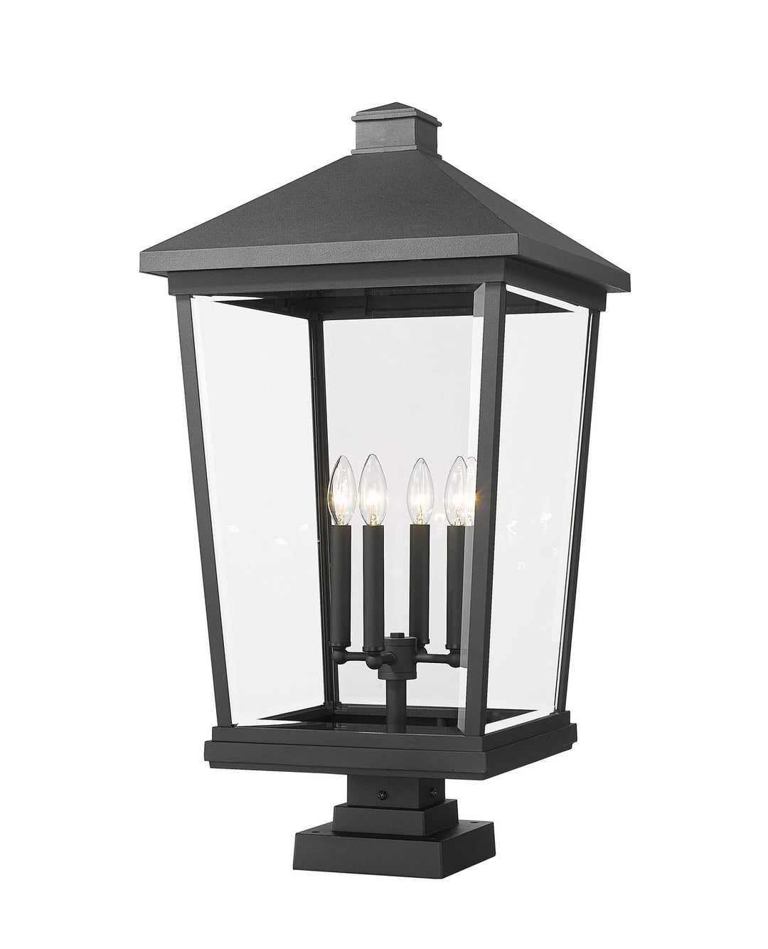 Beacon Four Light Outdoor Pier Mounted Fixture in Black - available from The Lighting Shoppe, trusted by Canadian homeowners