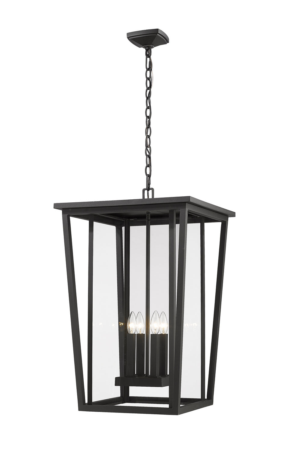 Seoul Four Light Outdoor Chain Mount Ceiling Fixture in Black - available from The Lighting Shoppe, trusted by Canadian homeowners