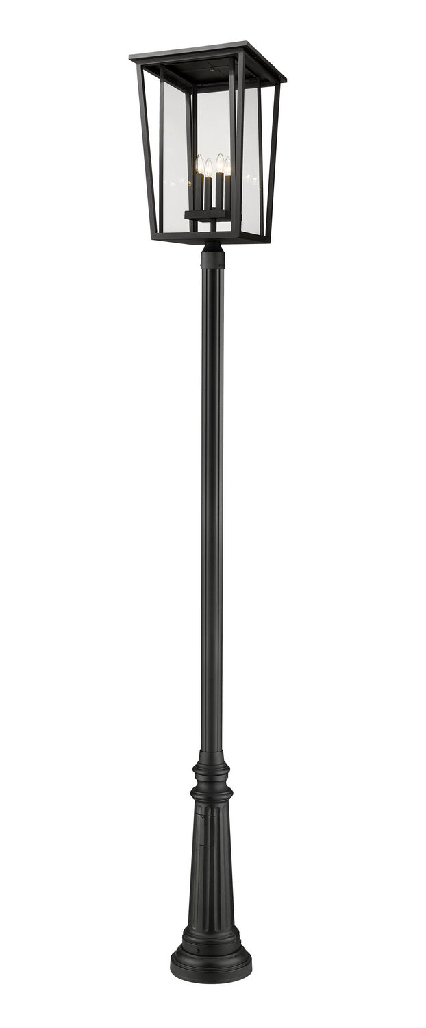 Seoul Four Light Outdoor Post Mounted Fixture in Black - available from The Lighting Shoppe, trusted by Canadian homeowners