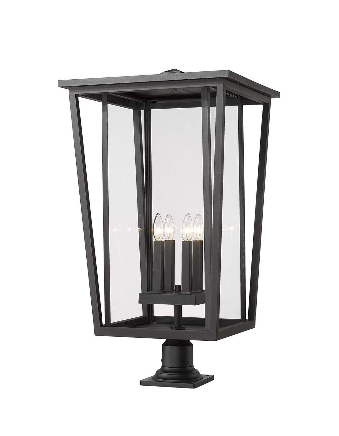 Seoul Four Light Outdoor Pier Mounted Fixture in Black - available from The Lighting Shoppe, trusted by Canadian homeowners