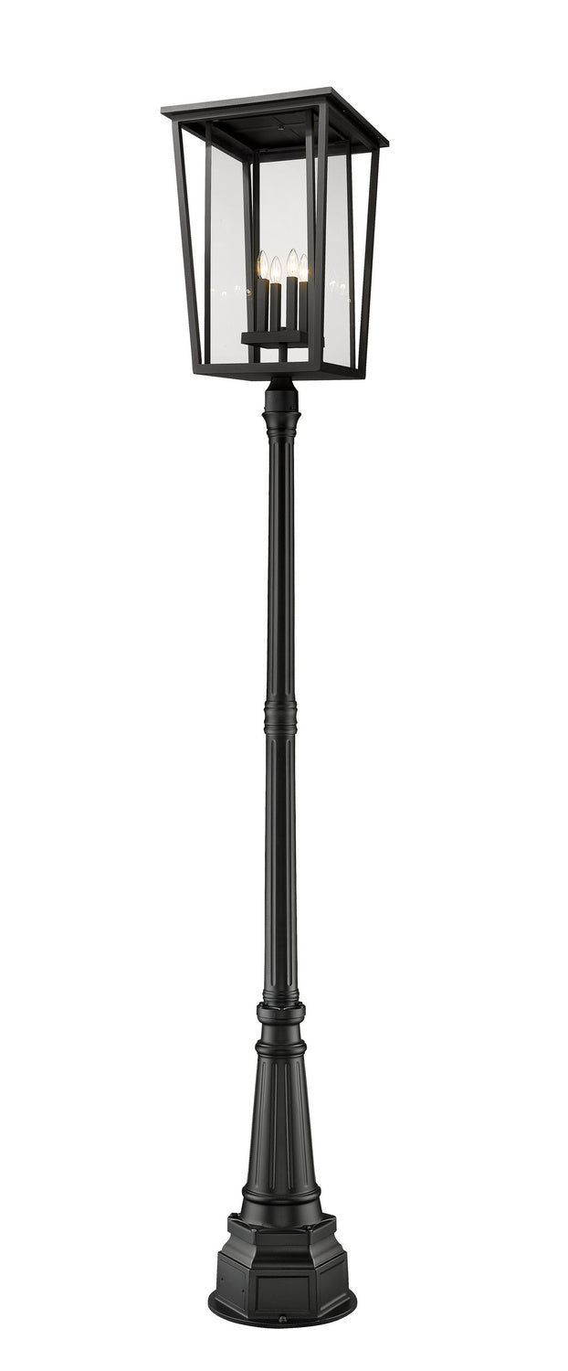 Seoul Four Light Outdoor Post Mounted Fixture in Black - available from The Lighting Shoppe, trusted by Canadian homeowners