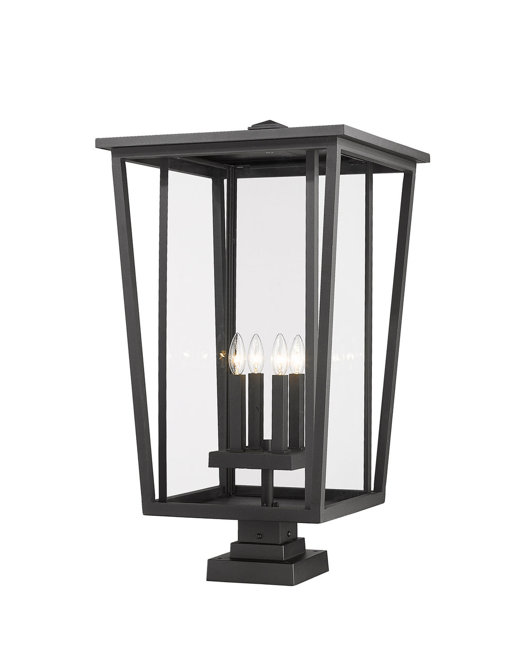 Seoul Four Light Outdoor Pier Mounted Fixture in Black - available from The Lighting Shoppe, trusted by Canadian homeowners