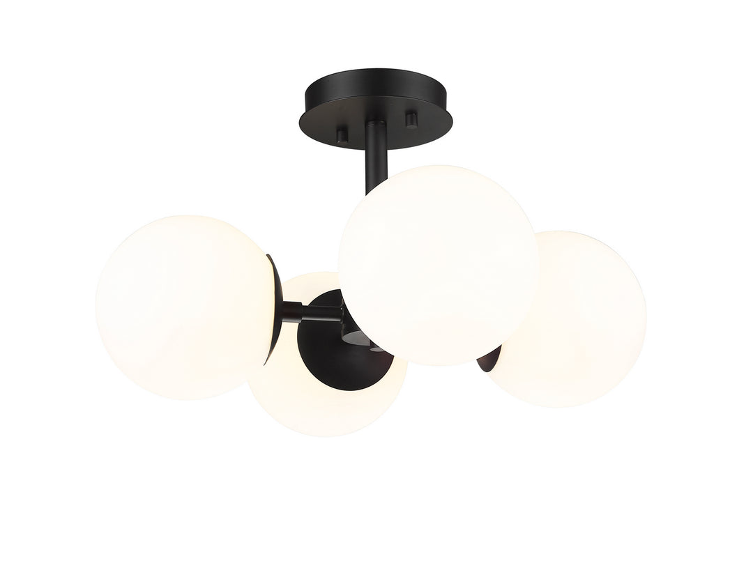 Midnetic Four Light Semi Flush Mount in Matte Black - available from The Lighting Shoppe, trusted by Canadian homeowners
