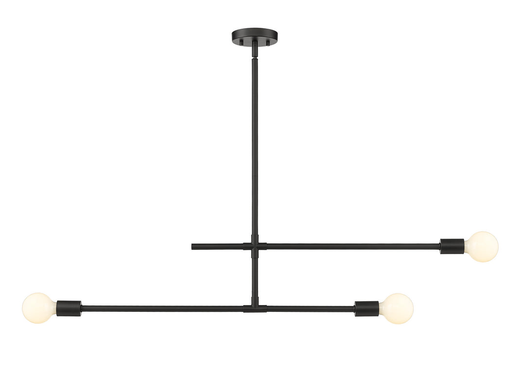 Modernist Three Light Chandelier in Matte Black - available from The Lighting Shoppe, trusted by Canadian homeowners