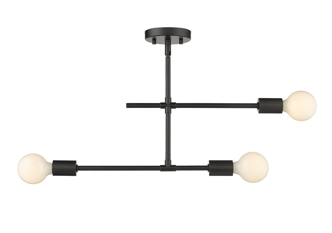 Modernist Three Light Semi Flush Mount in Matte Black - available from The Lighting Shoppe, trusted by Canadian homeowners