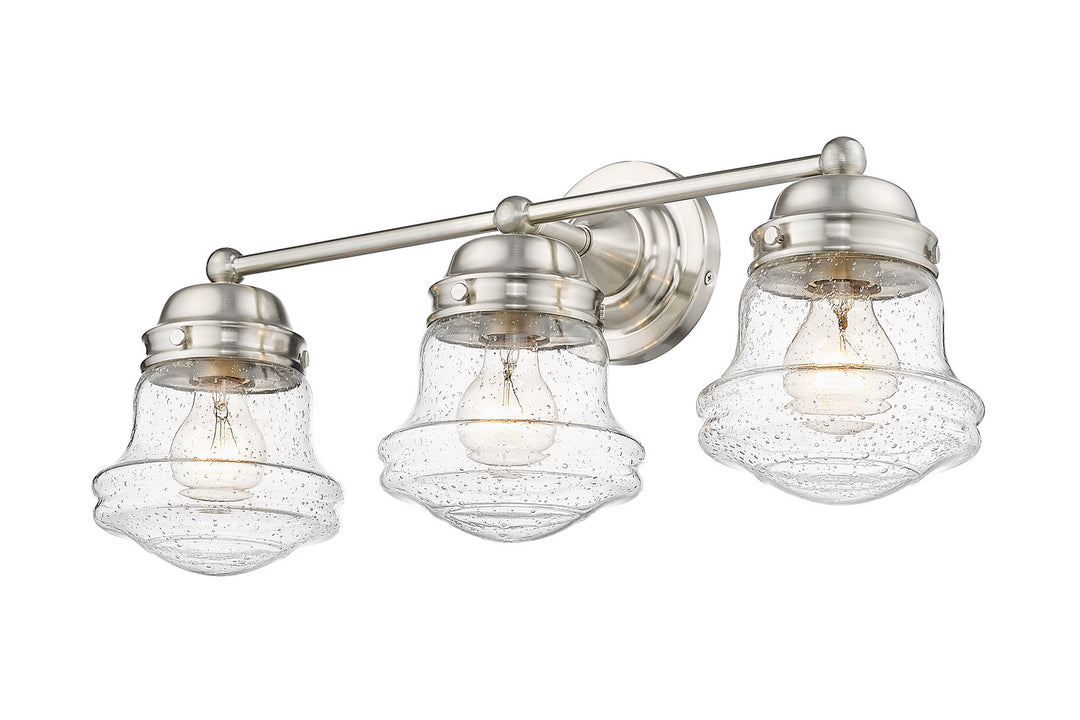 Vaughn Three Light Vanity in Brushed Nickel - available from The Lighting Shoppe, trusted by Canadian homeowners