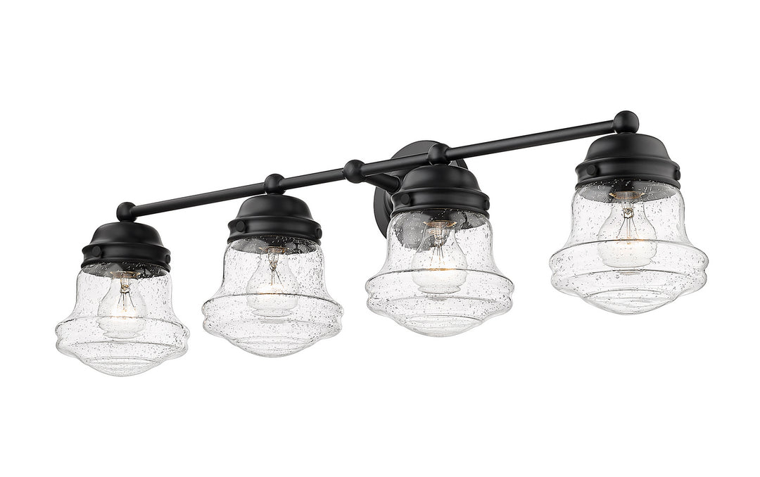 Vaughn Four Light Vanity in Matte Black - available from The Lighting Shoppe, trusted by Canadian homeowners