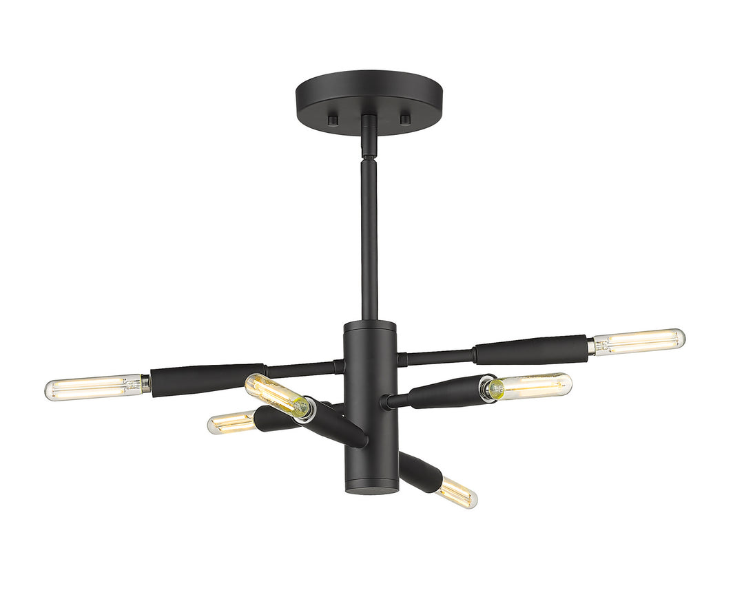 Ascension Six Light Semi Flush Mount in Matte Black - available from The Lighting Shoppe, trusted by Canadian homeowners