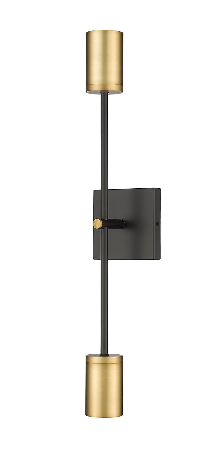 Calumet Two Light Wall Sconce in Matte Black + Olde Brass - available from The Lighting Shoppe, trusted by Canadian homeowners