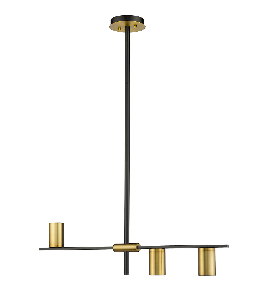 Calumet Three Light Linear Chandelier in Matte Black + Olde Brass - available from The Lighting Shoppe, trusted by Canadian homeowners