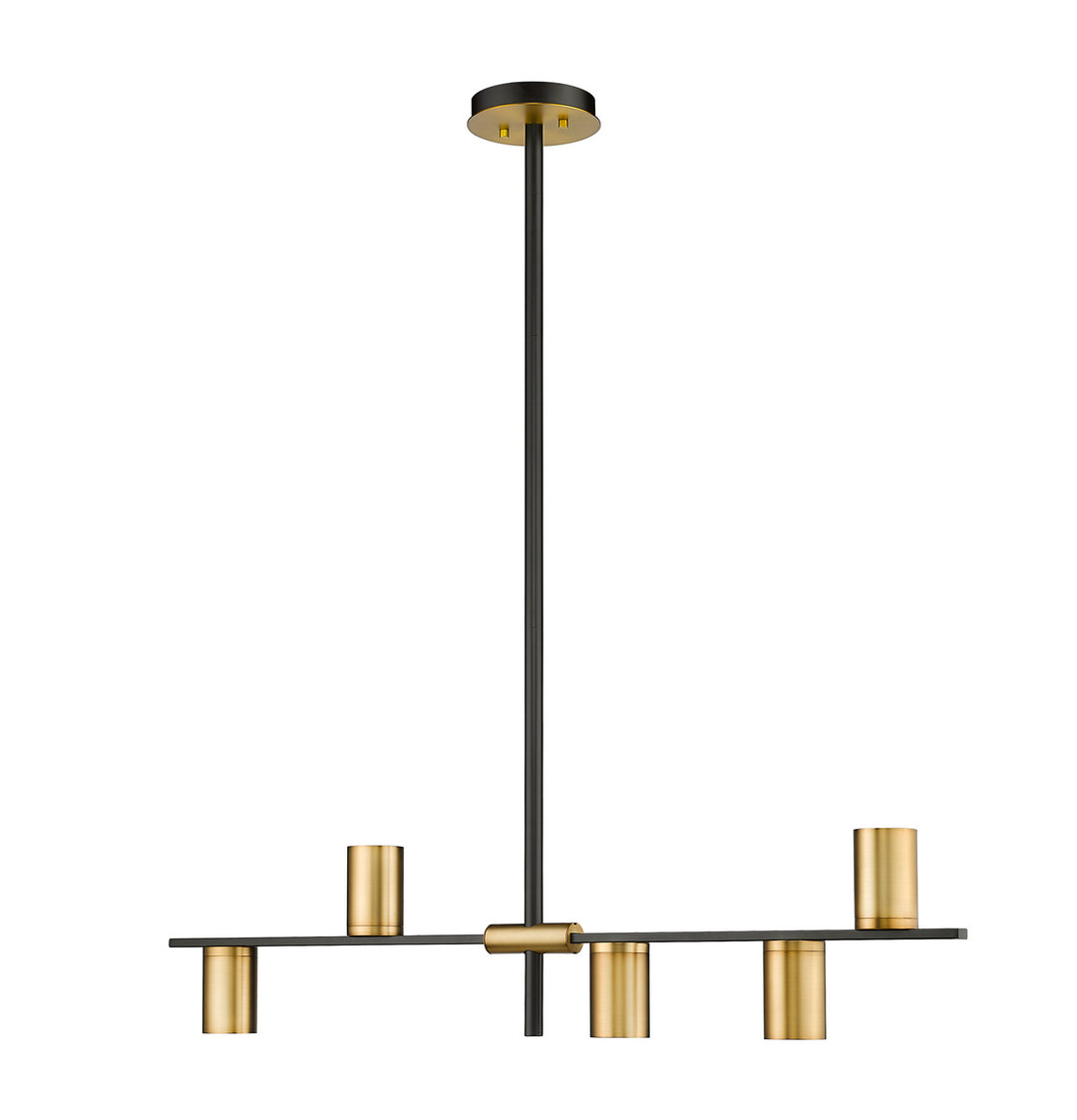 Calumet Five Light Linear Chandelier in Matte Black + Olde Brass - available from The Lighting Shoppe, trusted by Canadian homeowners