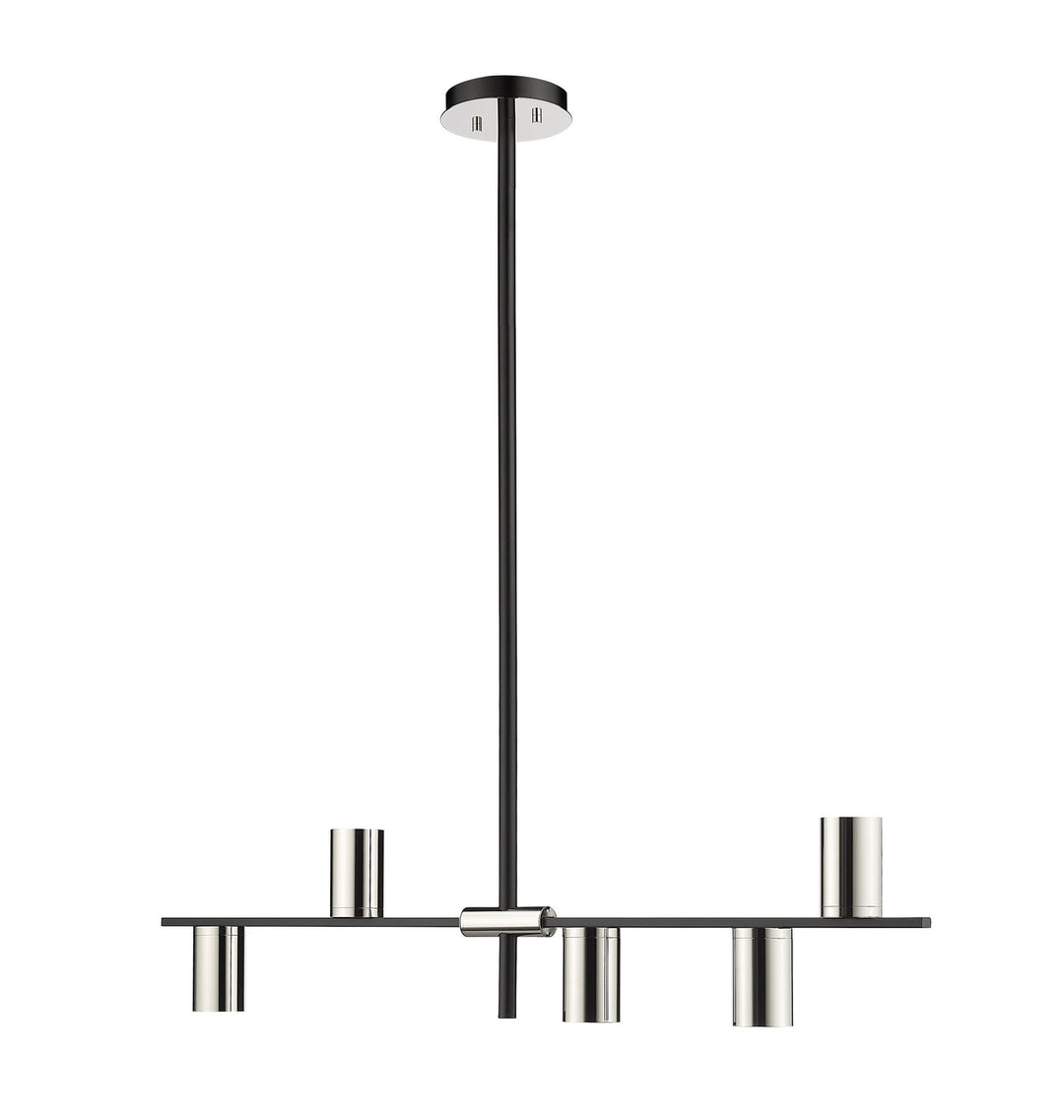 Calumet Five Light Linear Chandelier in Matte Black + Polished Nickel - available from The Lighting Shoppe, trusted by Canadian homeowners