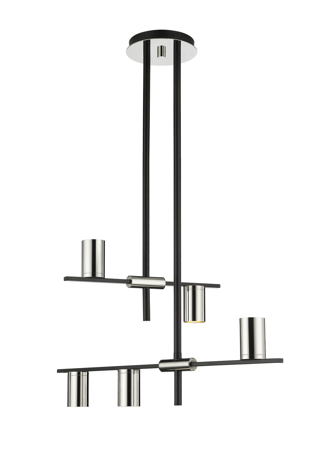 Calumet Five Light Chandelier in Matte Black + Polished Nickel - available from The Lighting Shoppe, trusted by Canadian homeowners