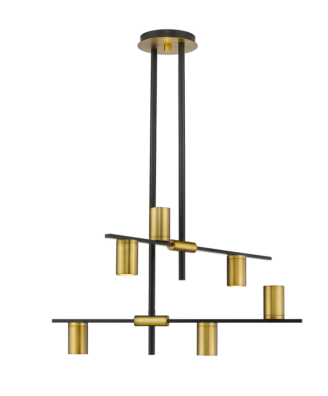 Calumet Six Light Chandelier in Matte Black + Olde Brass - available from The Lighting Shoppe, trusted by Canadian homeowners