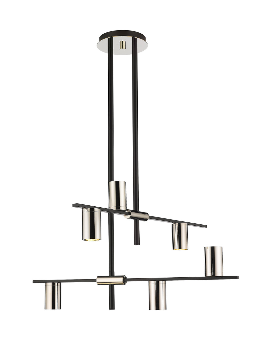 Calumet Six Light Chandelier in Matte Black + Polished Nickel - available from The Lighting Shoppe, trusted by Canadian homeowners