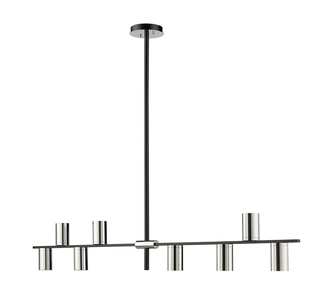 Calumet Eight Light Linear Chandelier in Matte Black + Polished Nickel - available from The Lighting Shoppe, trusted by Canadian homeowners