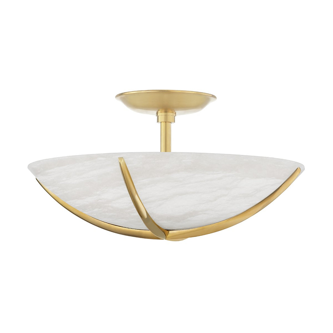 Wheatley Four Light Semi Flush Mount in Aged Brass - available from The Lighting Shoppe, trusted by Canadian homeowners
