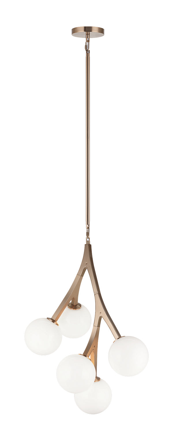 Rami Five Light Chandelier in Aged Gold Brass - available from The Lighting Shoppe, trusted by Canadian homeowners