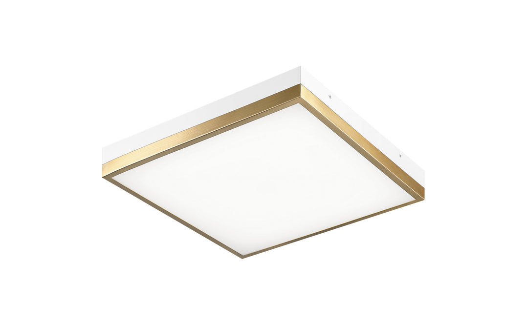 Tux LED Flush Mount in White + Aged Gold Brass - available from The Lighting Shoppe, trusted by Canadian homeowners