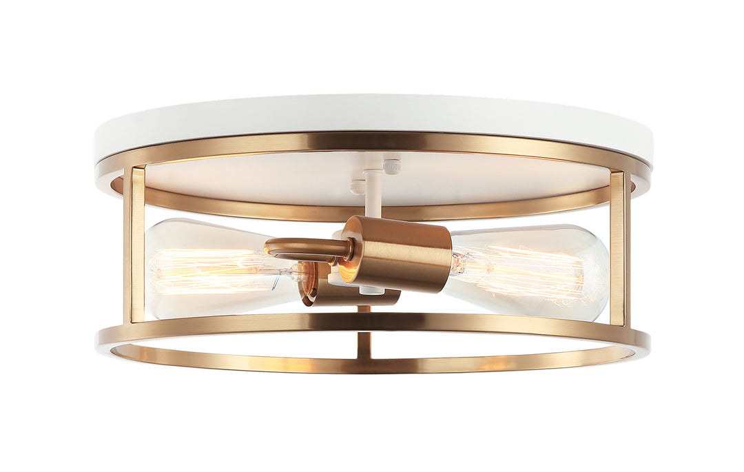 Matteo Canada - M15502WHAG - Two Light Flush Mount - Clarke - White + Aged Gold Brass