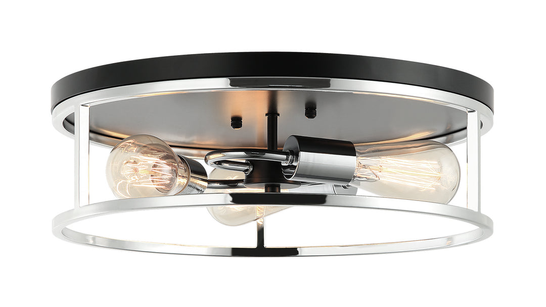 Matteo Canada - M15503BKCH - Three Light Flush Mount - Clarke - Black + Chrome