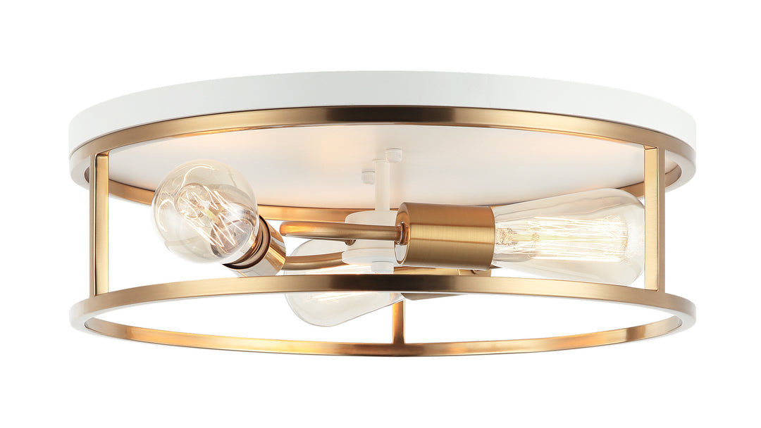 Matteo Canada - M15503WHAG - Three Light Flush Mount - Clarke - White + Aged Gold Brass