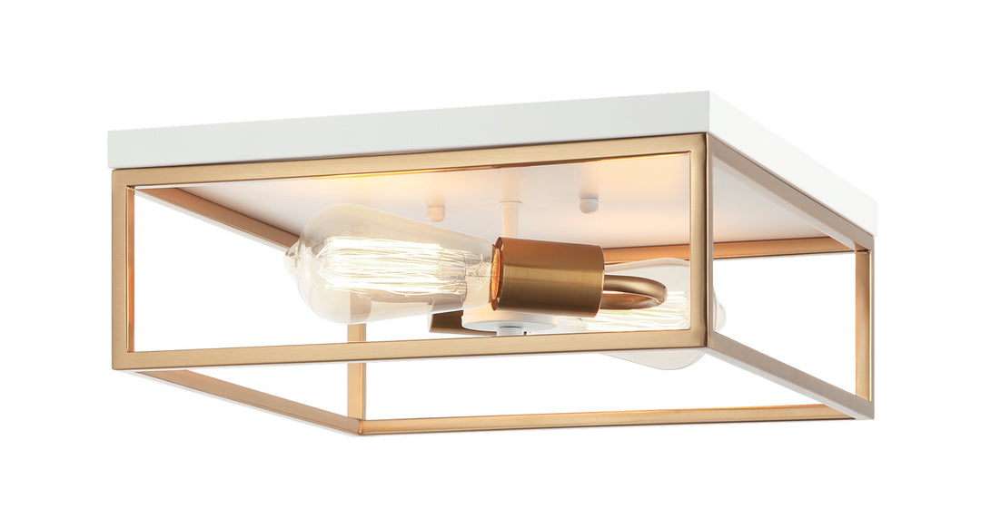 Matteo Canada - M15542WHAG - Two Light Flush Mount - Clarke - White + Aged Gold Brass
