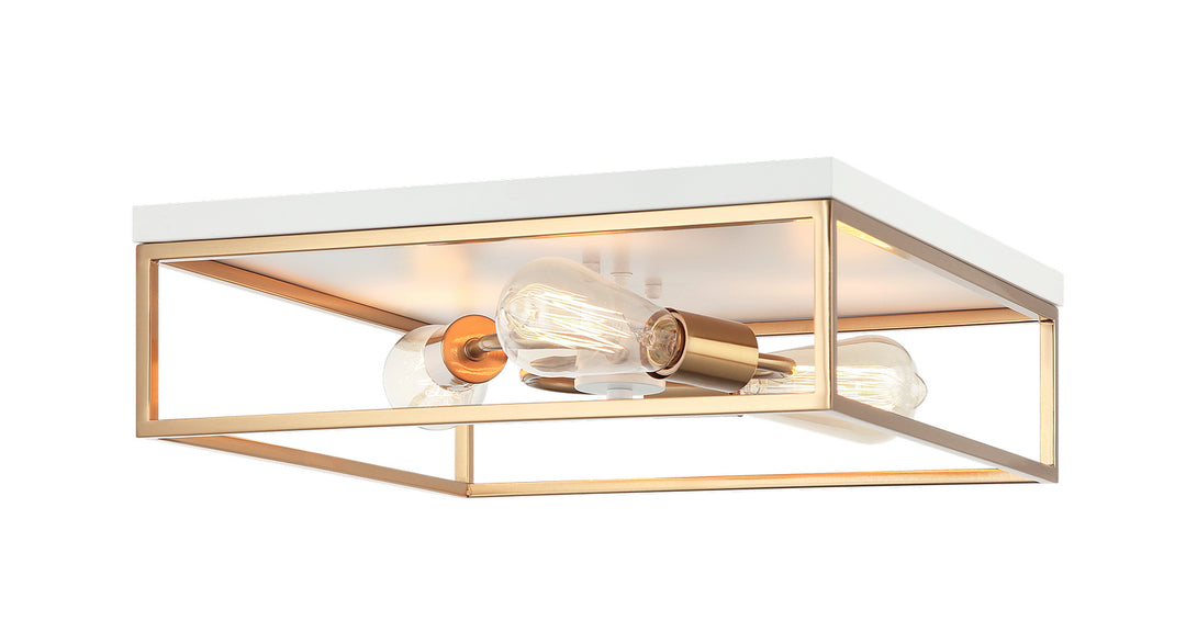 Matteo Canada - M15543WHAG - Three Light Flush Mount - Clarke - White + Aged Gold Brass